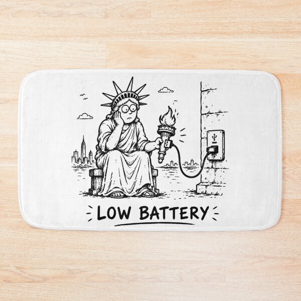 Item preview, Low Battery Funny Statue of Liberty Charging Sketch Design designed and sold by MonkiFlipp.