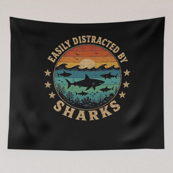 Item preview, Easily Distracted By Sharks Ocean Lover Marine Life designed and sold by JonesFlora2025.