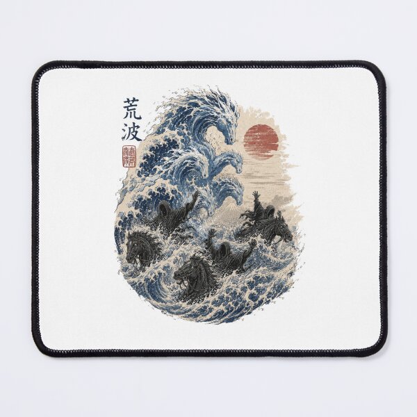 Item preview, Japanese Woodblock Wave Water Horses Dark Riders Fantasy Art designed and sold by Fenay Designs.