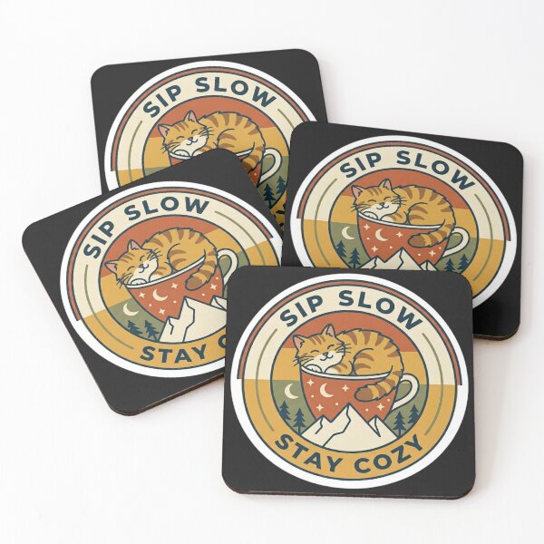 Item preview, Sip Slow Stay Cozy Retro Coffee Cat Sticker designed and sold by alalame.
