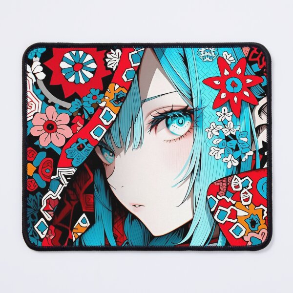 Item preview, Celestial Azure Maiden – Japanese Folk Pattern Anime Portrait Art designed and sold by Dyan4.