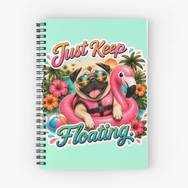 Item preview, Just Keep Floating – Funny Summer Pug on Flamingo Float designed and sold by DailyStruggleCo.