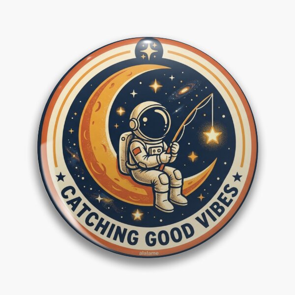Item preview, Catching Good Vibes Retro Astronaut Sticker designed and sold by alalame.