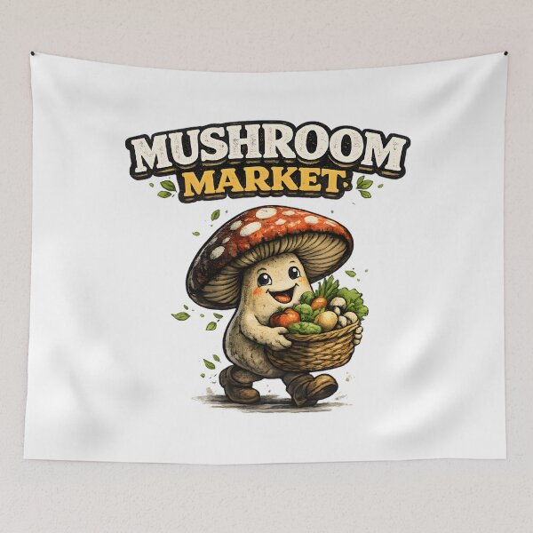 Item preview, Mushroom Market Vintage Mascot designed and sold by Drofted.