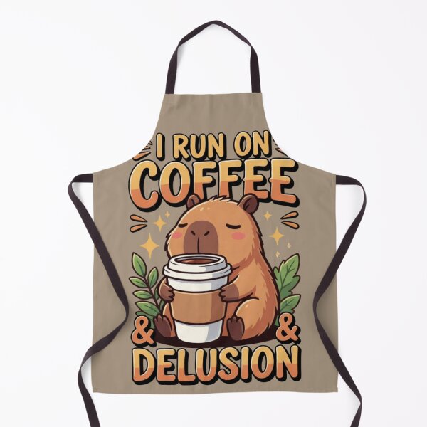 Item preview, I Run On Coffee And Delusion Capybara Cute Cartoon designed and sold by Golden_Pixel_Paper.