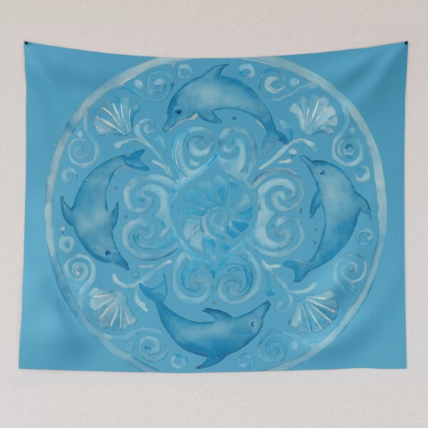 Item preview, Serene Symmetrical Dolphin Watercolor Artwork designed and sold by PandaTShirtShop.