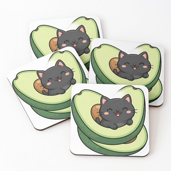 Item preview, Cute Kawaii Avocado Black Cat Sticker designed and sold by YALLABUY.