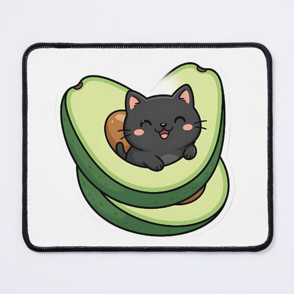 Item preview, Cute Kawaii Avocado Black Cat Sticker designed and sold by YALLABUY.