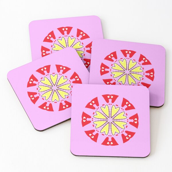 Item preview, Pink and Red Heart Flower Mandala Pattern designed and sold by Tinsleybluebell.