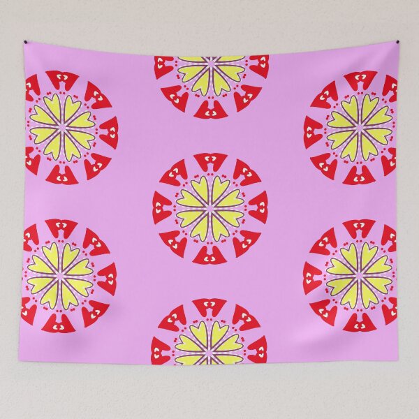 Item preview, Pink and Red Heart Flower Mandala Pattern designed and sold by Tinsleybluebell.