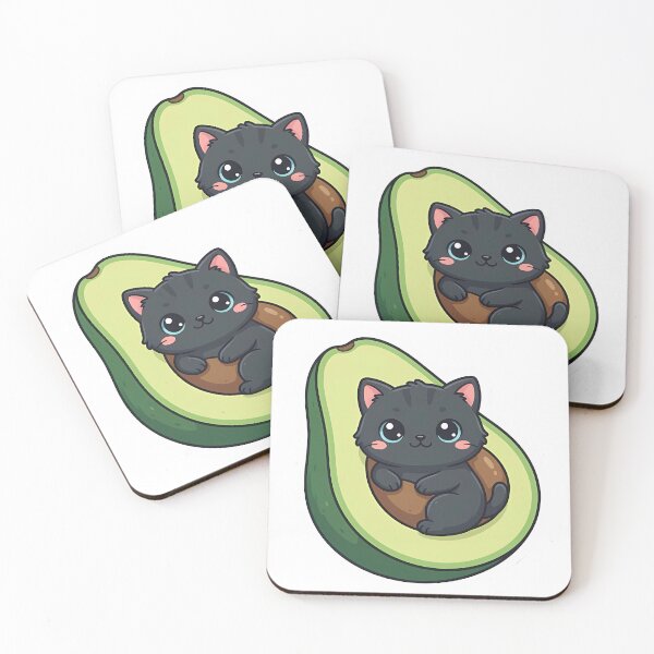 Item preview, Cute Kawaii Avocado Black Cat Sticker designed and sold by YALLABUY.