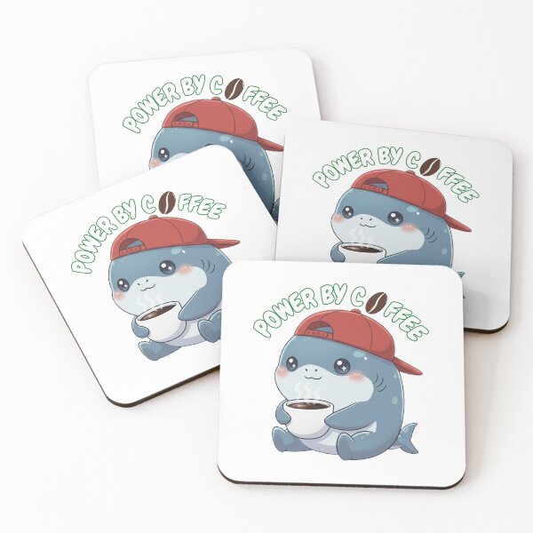 Item preview, Powered By Coffee Cute Shark Shirt – Funny Coffee Lover designed and sold by Nature's Chibis.