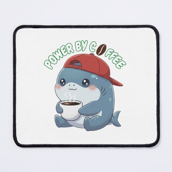 Item preview, Powered By Coffee Cute Shark Shirt – Funny Coffee Lover designed and sold by Nature's Chibis.