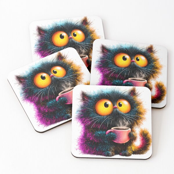 Item preview, Cat with Coffee – Funny Coffee Lover Kitty Illustration designed and sold by GGAUL.