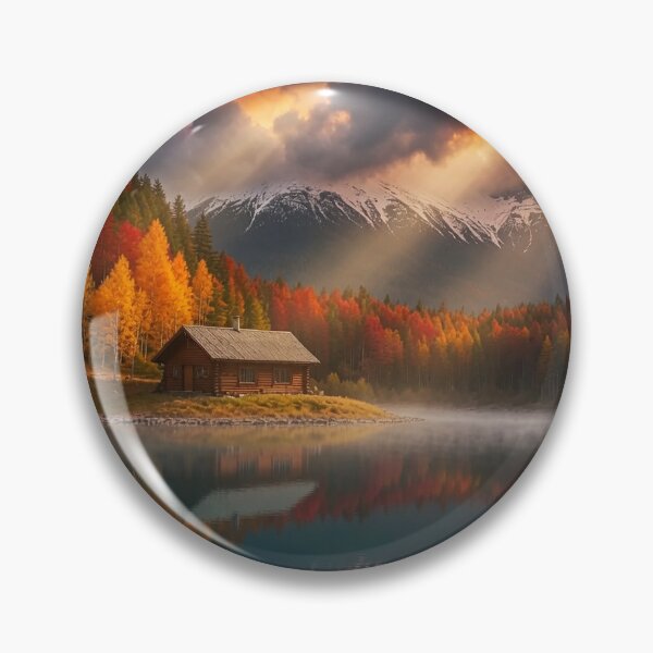 Item preview, "Serenity at Dusk-Autumn Cabin by the Lake" designed and sold by SkyKing Ron.