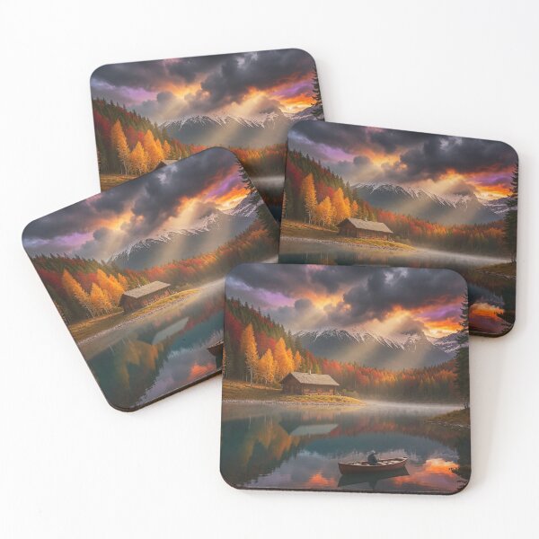 Item preview, "Serenity at Dusk-Autumn Cabin by the Lake" designed and sold by SkyKing Ron.