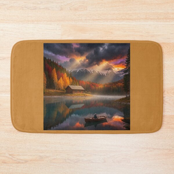 Item preview, "Serenity at Dusk-Autumn Cabin by the Lake" designed and sold by SkyKing Ron.