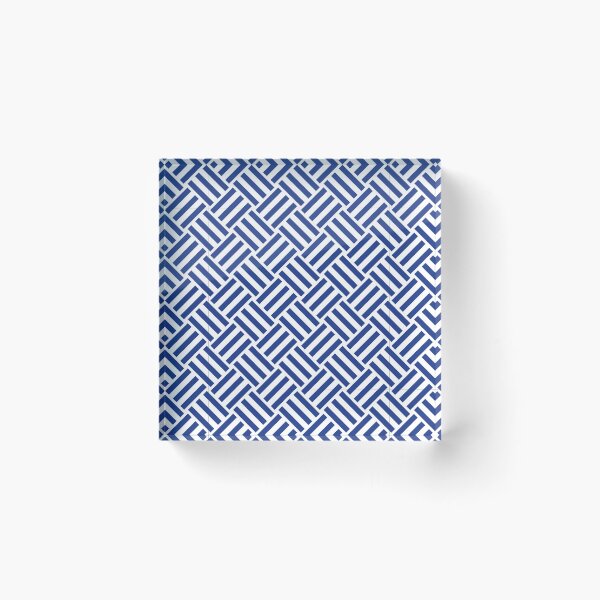 Item preview, White and Royal Blue basket weave designed and sold by pattern-archive.