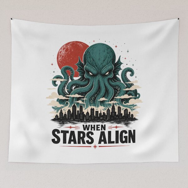 Item preview, When Stars Align Cthulhu City Skyline Cosmic Horror Moon designed and sold by Fenay Designs.