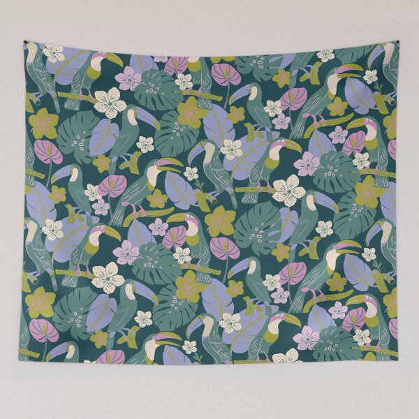 Item preview, Tropical Summer Toucan Birds in Trees designed and sold by aneladesigns.