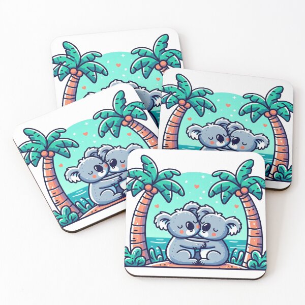 Item preview, Koala couple relaxing under palm trees by the sunny sea designed and sold by Segasprojects.