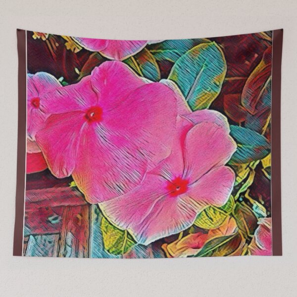 Item preview, Watercolor Rainbow Impressionist Pink Periwinkle Flower Art designed and sold by BalkanBloom.