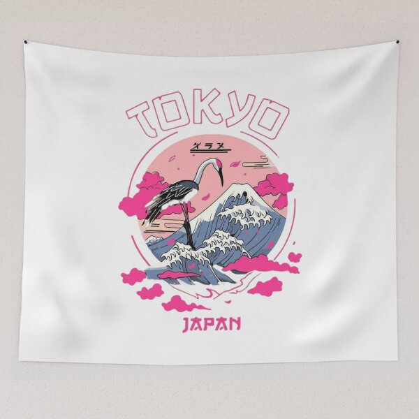 Item preview, Tokyo Japan Sakura Crane Vintage Japanese Aesthetic Art Retro Mount Fuji Graphic designed and sold by ZyloPrints.