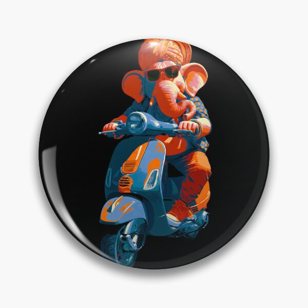 Item preview, Ganesha Riding Retro Scooter Orange Teal Pop Art designed and sold by PANNARUK THAILAND.