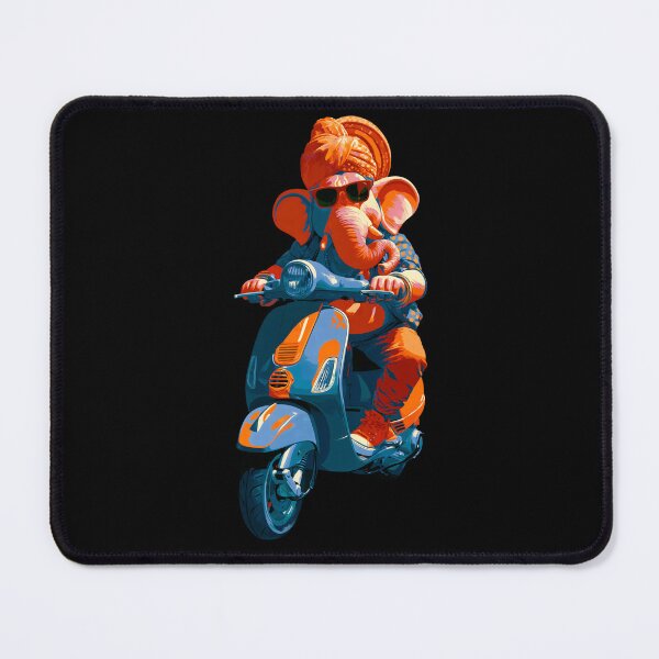 Item preview, Ganesha Riding Retro Scooter Orange Teal Pop Art designed and sold by PANNARUK THAILAND.