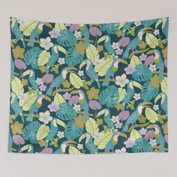 Item preview, Tropical Summer Toucan Birds in Trees designed and sold by aneladesigns.