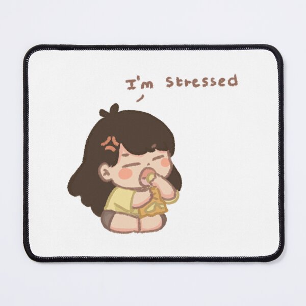 Item preview, I Am Stressed Cute Chibi Girl Eating Art designed and sold by Cosytalesart.