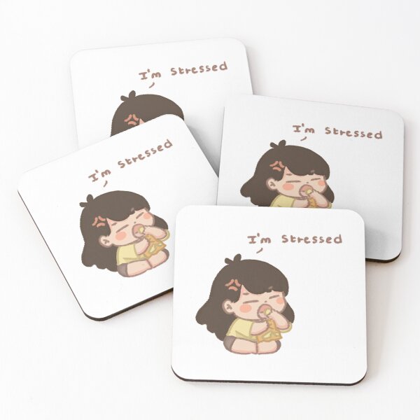 Item preview, I Am Stressed Cute Chibi Girl Eating Art designed and sold by Cosytalesart.