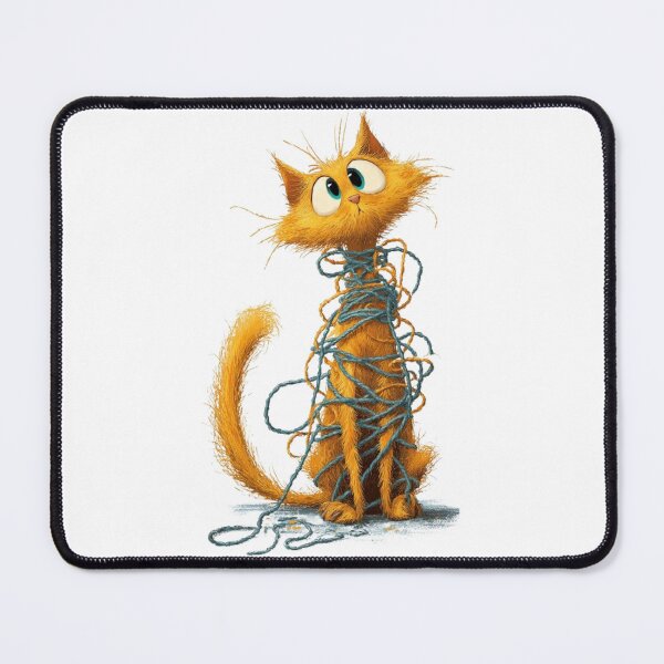 Item preview, Funny Tangled Orange Cat Yarn Mess Art designed and sold by Moody Vibes Studio.