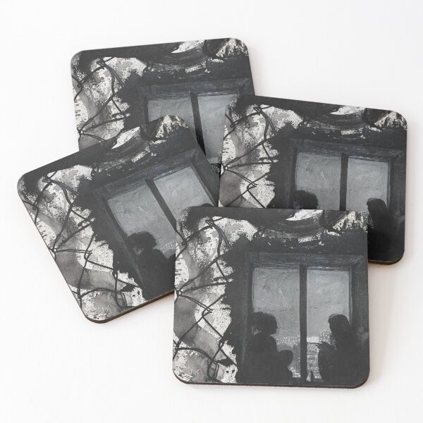 Item preview, Black and White Abstract Figurative Window Painting designed and sold by CheHojas.