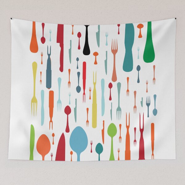Item preview, Cute Colorful Spoon Fork Knife Pattern | Modern Kitchen Cutlery Art | Fun Food Lover Design designed and sold by Faisal  Shah.