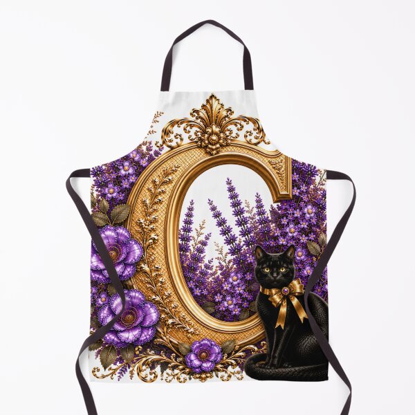 Item preview, Floral Letter C with Black Cat | Lavender Botanical Monogram | Elegant Gold Initial Design designed and sold by MoodLay.