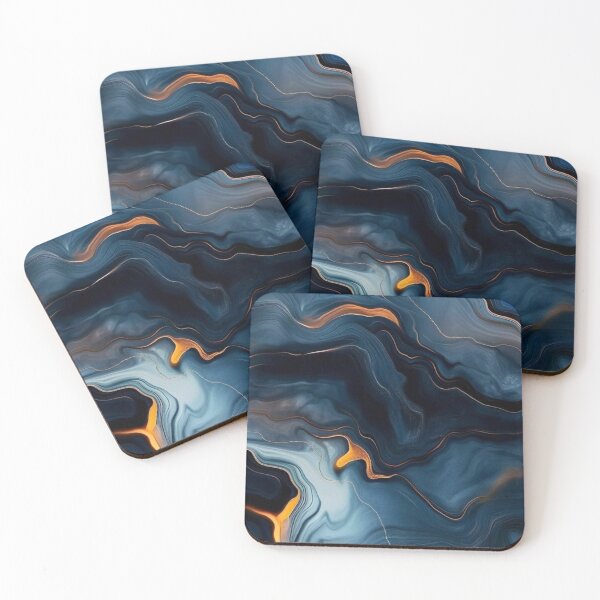 Item preview, Deep Blue Marble with Liquid Gold Veins designed and sold by LYAN-STORE.