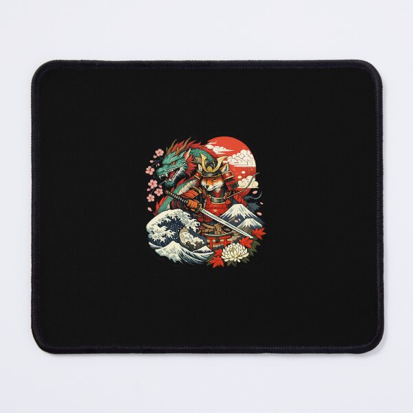 Item preview, Japanese Fox Samurai & Dragon Sticker designed and sold by EduardTT.