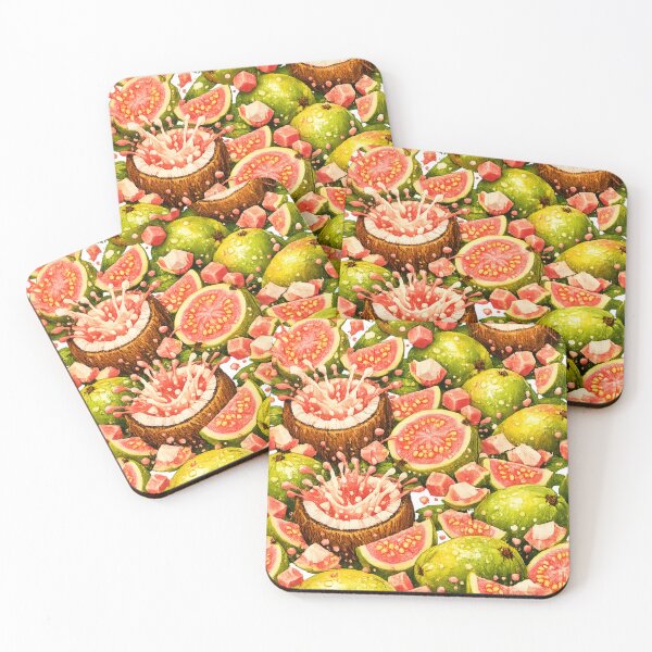 Item preview, Tropical Guava Splash Seamless Pattern – Vibrant Pink & Green Summer Fruit Design designed and sold by ITSimagination.