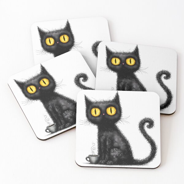 Item preview, Cat with Coffee – Funny Coffee Lover Kitty Illustration designed and sold by GGAUL.