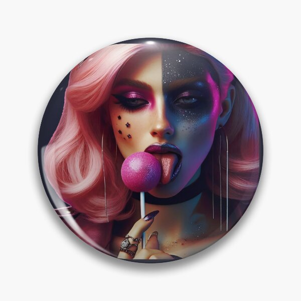 Item preview, Harlequin Candy Pink Hair Girl designed and sold by Voodoo Store Paranormal Collections.