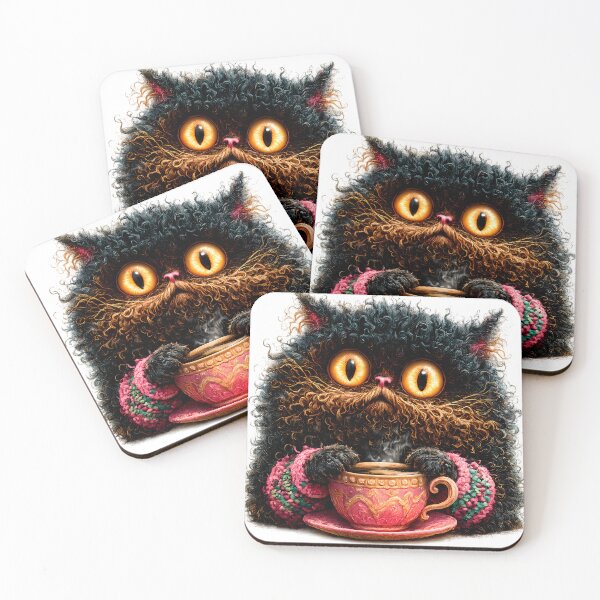 Item preview, Cat with Coffee – Funny Coffee Lover Kitty Illustration designed and sold by GGAUL.