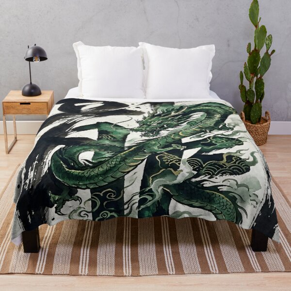 Item preview, Traditional Japanese Sumi-e Style Green Dragon & Kanji designed and sold by SakuraJapanArt.