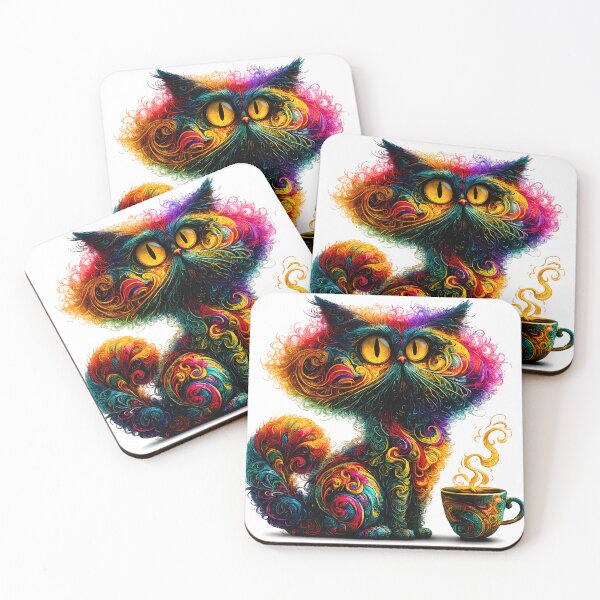 Item preview, Cat with Coffee – Funny Coffee Lover Kitty Illustration designed and sold by GGAUL.
