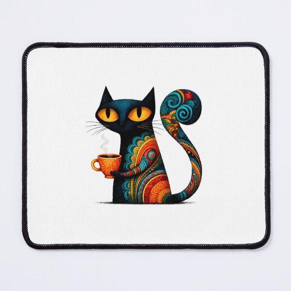 Item preview, Cat with Coffee – Funny Coffee Lover Kitty Illustration designed and sold by GGAUL.