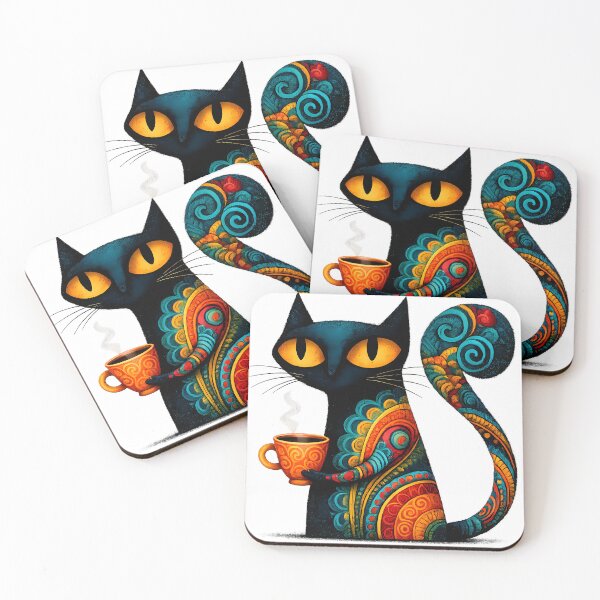 Item preview, Cat with Coffee – Funny Coffee Lover Kitty Illustration designed and sold by GGAUL.