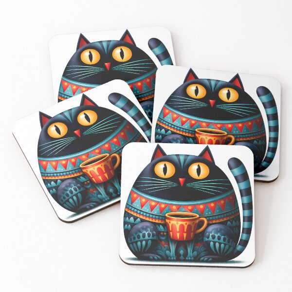 Item preview, Cat with Coffee – Funny Coffee Lover Kitty Illustration designed and sold by GGAUL.