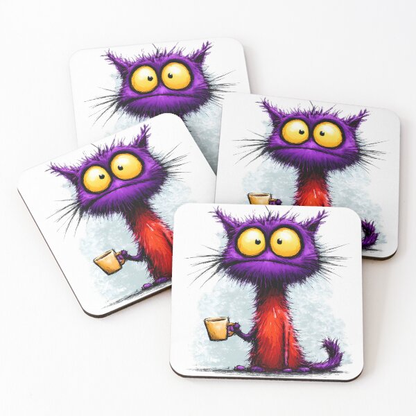 Item preview, Cat with Coffee – Funny Coffee Lover Kitty Illustration designed and sold by GGAUL.