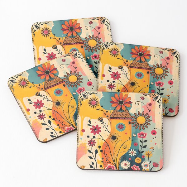 Item preview, Whimsical Floral Tower in Gold, Pink, Blue designed and sold by Jessielee72.