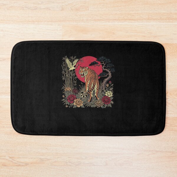 Item preview, Vintage Tiger Under Red Moon Japanese Botanical Nature designed and sold by nojany.